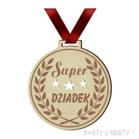 medal super dziadek laur drewniany 72 mm