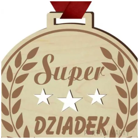 medal super dziadek laur drewniany 72 mm