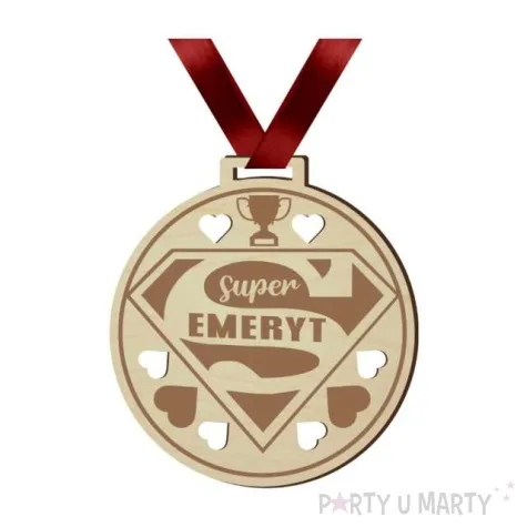 medal super emeryt drewniany 72 mm