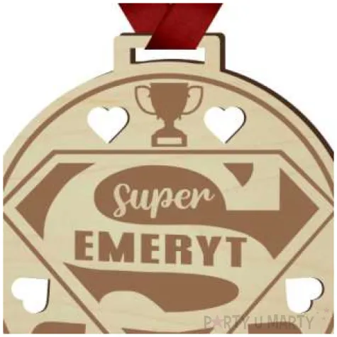 medal super emeryt drewniany 72 mm