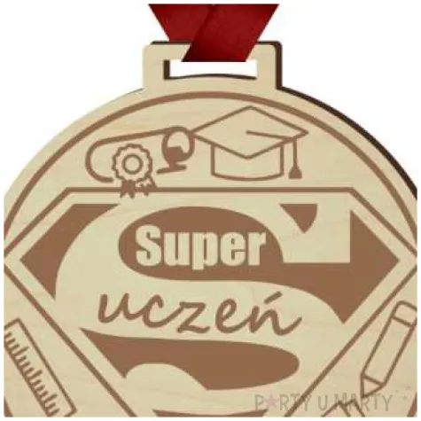 medal super uczen drewniany 72 mm