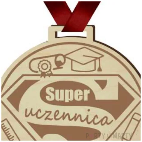 medal super uczennica drewniany 72 mm