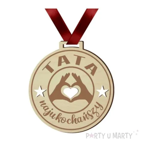 medal tata najukochanszy drewniany 72 mm