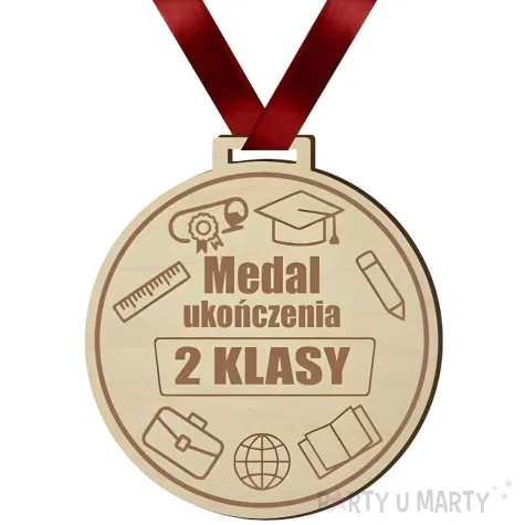 medal ukonczenia 2 klasy drewniany 72 mm