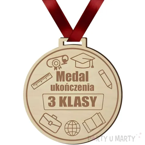 medal ukonczenia 3 klasy drewniany 72 mm