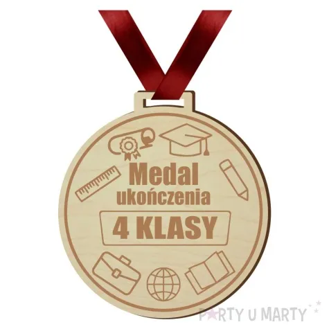 medal ukonczenia 4 klasy drewniany 72 mm