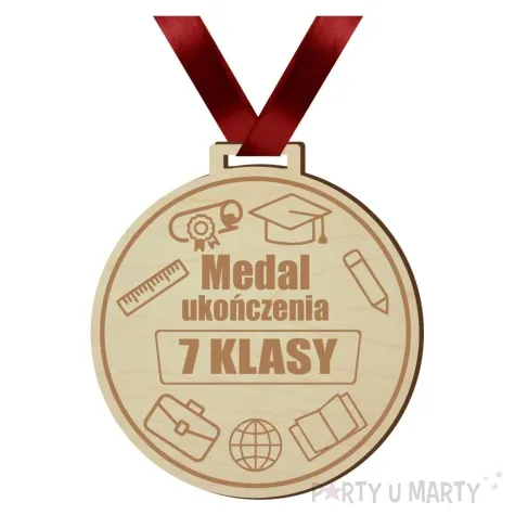 medal ukonczenia 7 klasy drewniany 72 mm