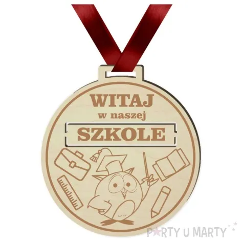 medal witaj w naszej szkole drewniany 72 mm