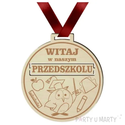 medal witaj w naszym przedszkolu drewniany 72 mm