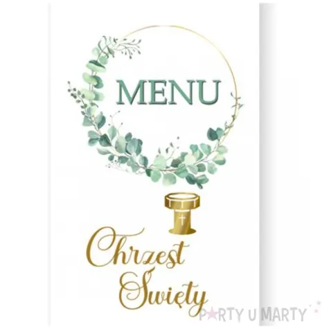menu jadlospis chrzest swiety eukaliptus beauty 29 5 x 10 5 cm 3 szt