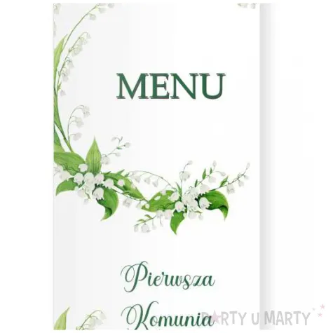 menu jadlospis komunia swieta konwalie 29 5 x 10 5 cm 3 szt