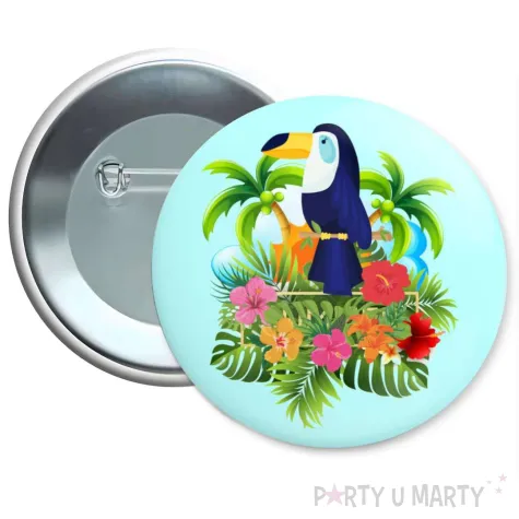 metalowa przypinka na lato wakacje hawajski tukan hello aloha pin 5 6 cm
