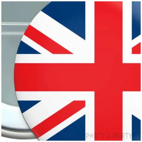 metalowa przypinka z flaga wielka brytania dodatek do stroju na mecz apel do szkoly jezykowej