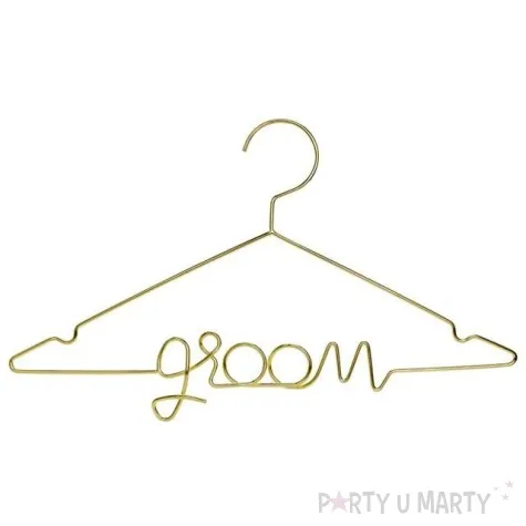 metalowy wieszak pan mlody groom zloty partydeco 45x27cm