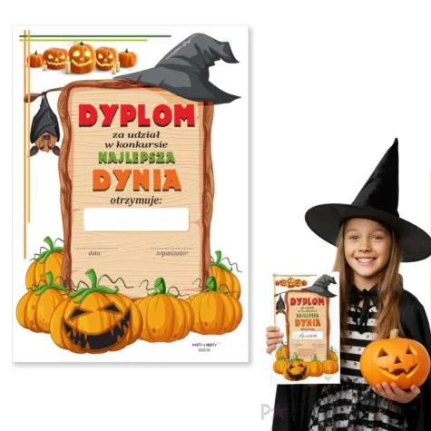 nagroda dyplom na halloween dzien dyni za udzial w konkursie najlepsza dynia pamiatka a5