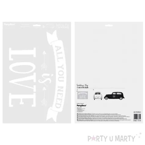 naklejka na samochod slubna all you need is love partydeco