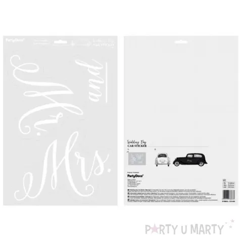 naklejka na samochod slubna mr and mrs partydeco