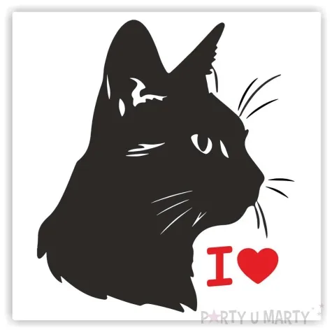 naklejka samochodowa kot i love 13 x 11 5 cm czerwono czarna