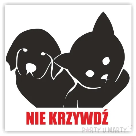 naklejka samochodowa nie krzywdz zwierzat 13 x 12 cm czerwono czarna