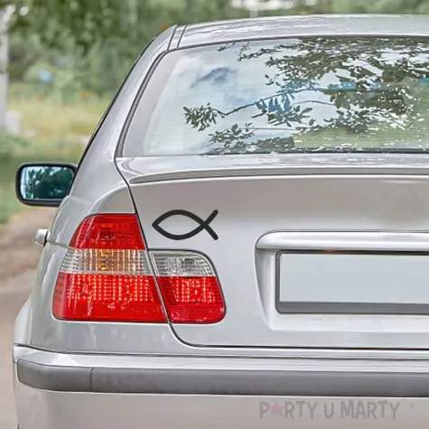 naklejka samochodowa ryba symbol religijny 13 x 6 cm czerwona