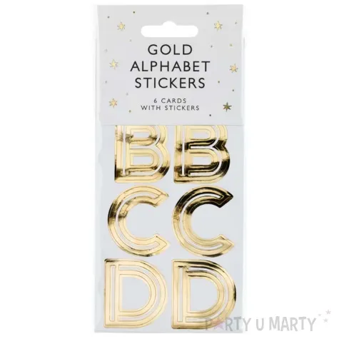 naklejki alfabet literki zloty partydeco 52 szt