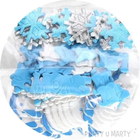 naklejki balwanki i sniezynki piankowe z brokatem brewis 68 szt