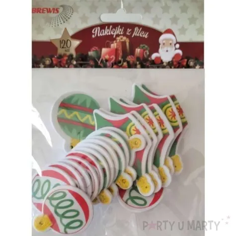 naklejki bombki mix piankowe z brokatem brewis 20 szt