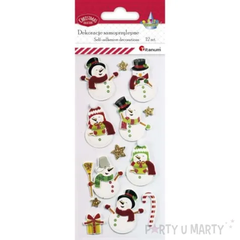 naklejki boze narodzenie balwanki w szlaiku titanum 12 szt