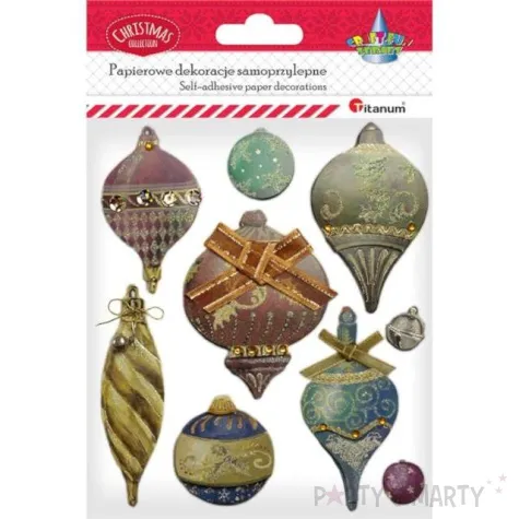 naklejki boze narodzenie bombki retro titanum 9 szt