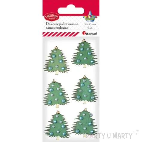 naklejki boze narodzenie choinki z koralikami titanum 6 szt