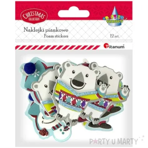 naklejki boze narodzenie renifery i niedzwiedzie titanum 12 szt