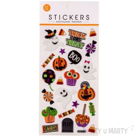naklejki brokatowe halloween duszki i dynie mix carnival toys