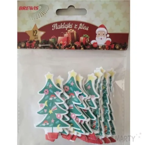 naklejki choinki duze piankowe z brokatem brewis 12 szt