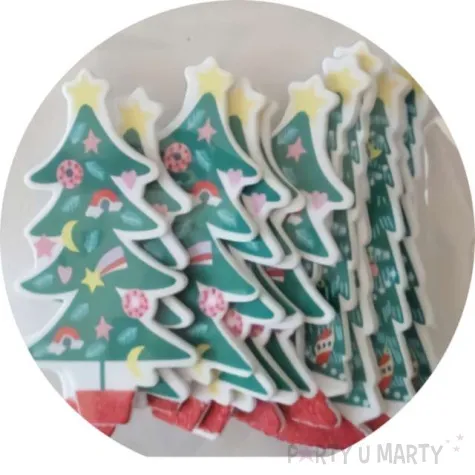 naklejki choinki duze piankowe z brokatem brewis 12 szt