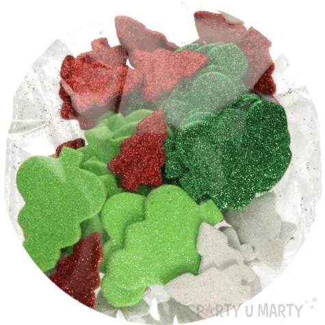 naklejki choinki mix piankowe z brokatem brewis 50 szt