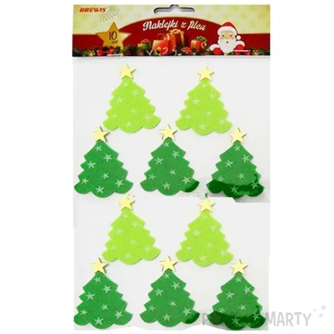 naklejki choinki zielone filcowe brewis 10 szt
