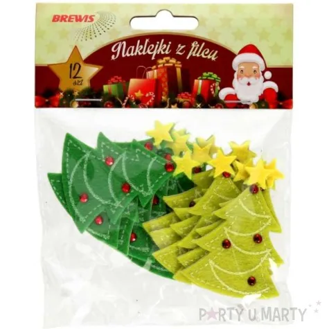 naklejki choinki zielone filcowe brewis 12 szt