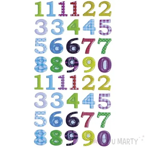 naklejki cyferki liczby mix titanum 42 szt