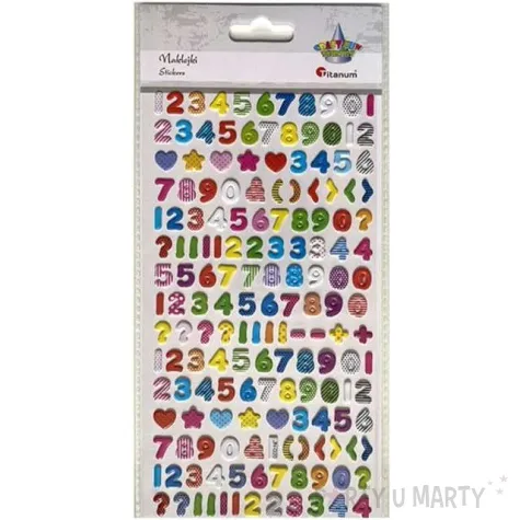 naklejki cyfry i znaki foliowe mix titanum ok 1 cm 162 szt