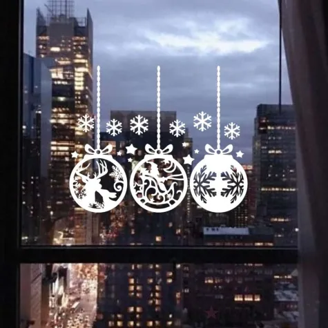 naklejki dekoracyjne bombki i sniezki biale 17 szt