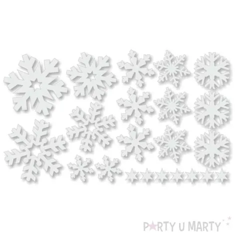 naklejki dekoracyjne sniezki mix biale 22 szt