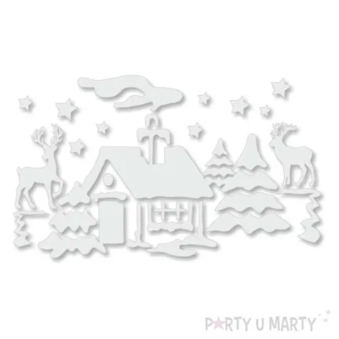 naklejki dekoracyjne zimowy domek biale 13 szt