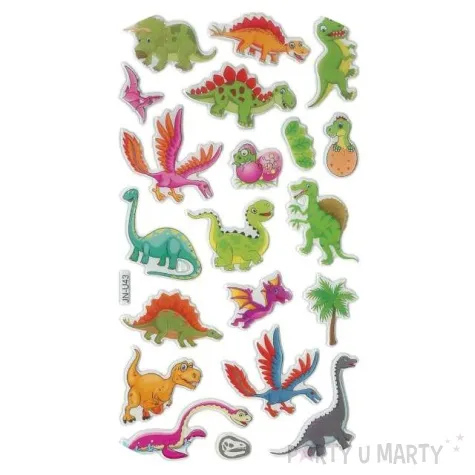 naklejki dinozaury kolorowe mix titanum 20 szt