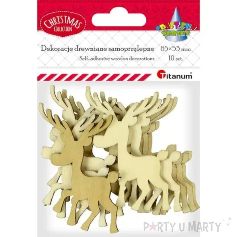 naklejki drewniane boze narodzenie renifery titanum 10 szt