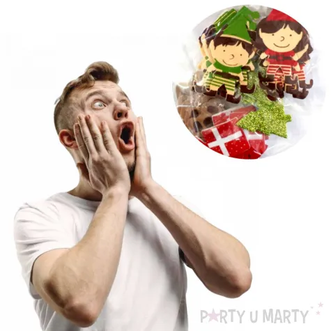 naklejki elfy i prezenty piankowe z brokatem brewis 25 szt