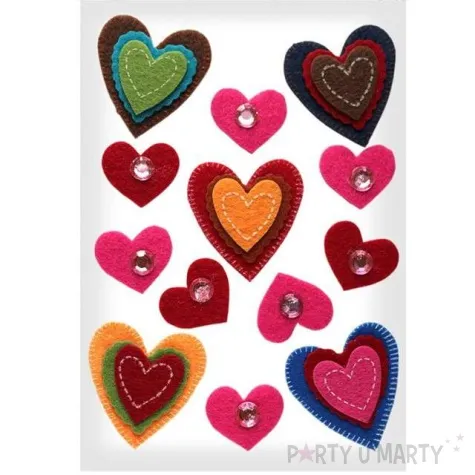 naklejki filcowe serduszka z cyrkoniami mix titanum 13 szt