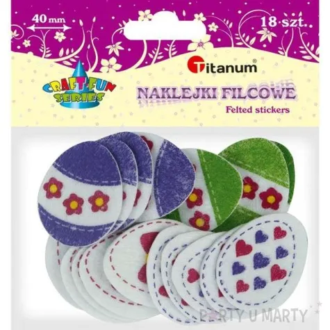naklejki filcowe wielkanocne jajka titanum 18 szt