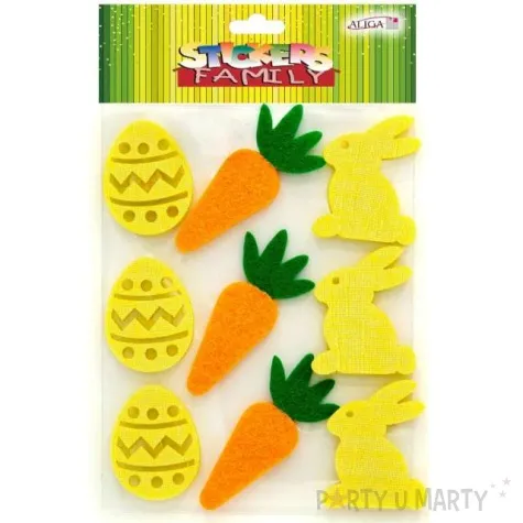 naklejki filcowe wielkanocne kroliki z pisankami aliga 9 szt