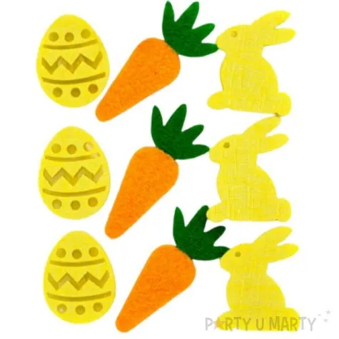 naklejki filcowe wielkanocne kroliki z pisankami aliga 9 szt