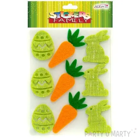 naklejki filcowe wielkanocne kroliki zielony mix aliga 9 szt